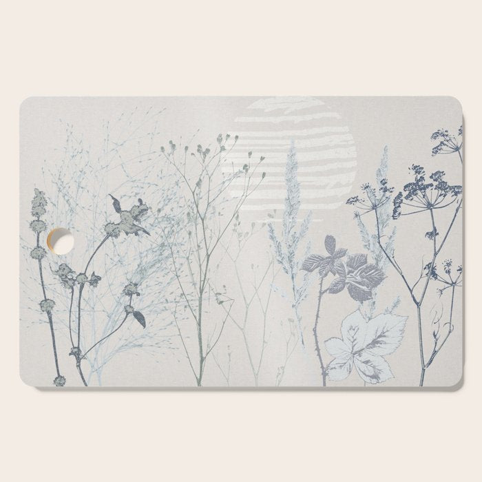 Plant based calming atmosphere soft blue Cutting Board Gallery Image 1
