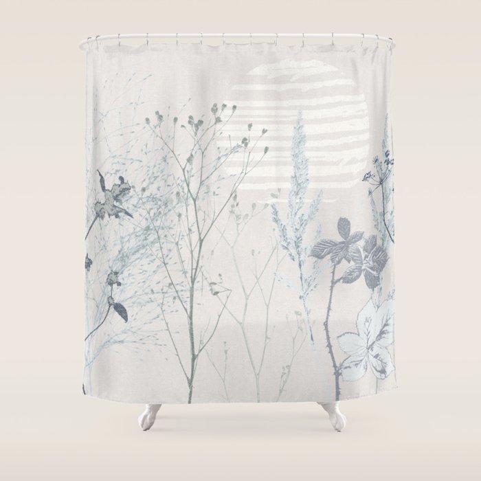 Plant based calming atmosphere soft blue Shower Curtain Gallery Image 1