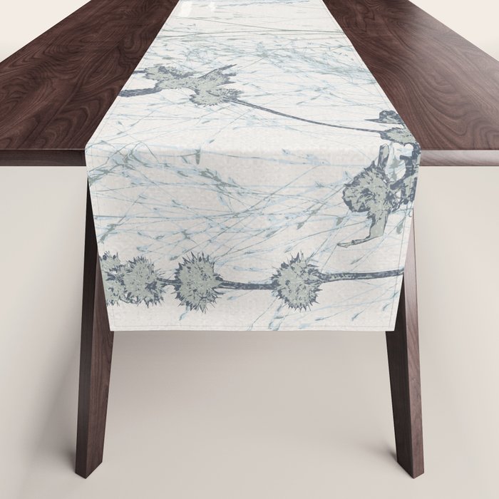 Plant based calming atmosphere soft blue Table Runner Gallery Image 1