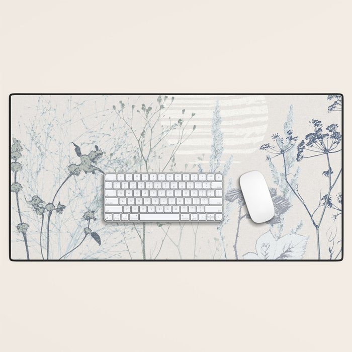 Plant based calming atmosphere soft blue Desk Mat Gallery Image 1
