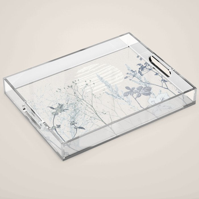 Plant based calming atmosphere soft blue Acrylic Tray Gallery Image 1