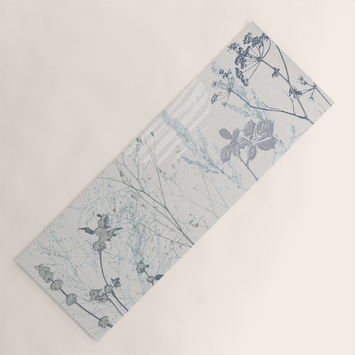 Plant based calming atmosphere soft blue Yoga Mat Gallery Image 1