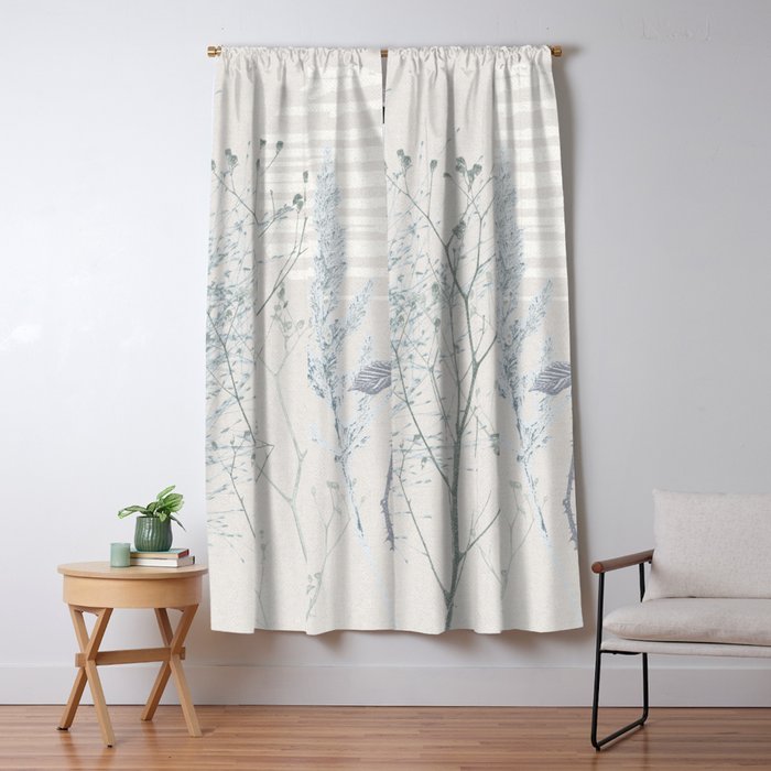 Plant based calming atmosphere soft blue Window Curtain Gallery Image 5