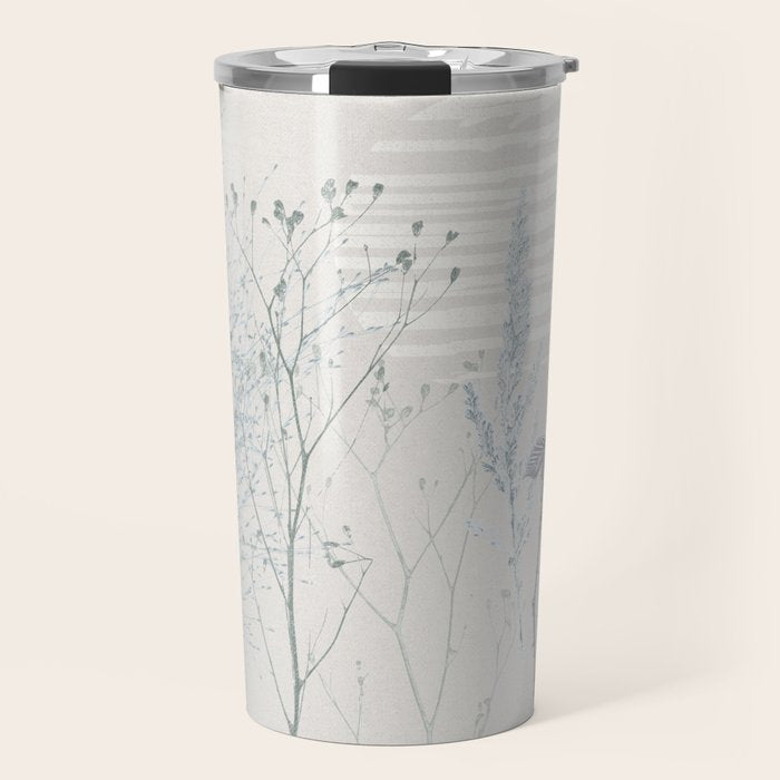 Plant based calming atmosphere soft blue Travel Mug Gallery Image 1