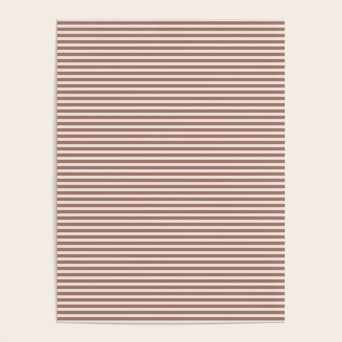 Fine Stripes Narrow Stripe Pattern in Mocha Brown Poster Gallery Image 1