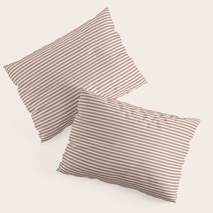 Fine Stripes Narrow Stripe Pattern in Mocha Brown Pillow Sham Gallery Image 1
