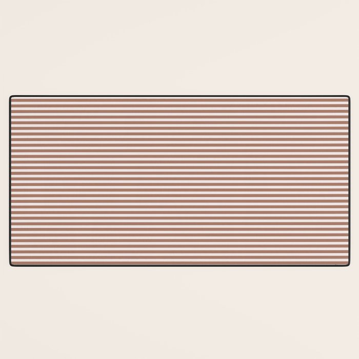 Fine Stripes Narrow Stripe Pattern in Mocha Brown Desk Mat Gallery Image 3