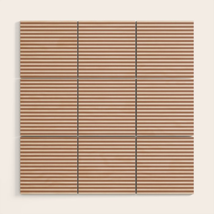 Fine Stripes Narrow Stripe Pattern in Mocha Brown Wood Wall Art Gallery Image 1