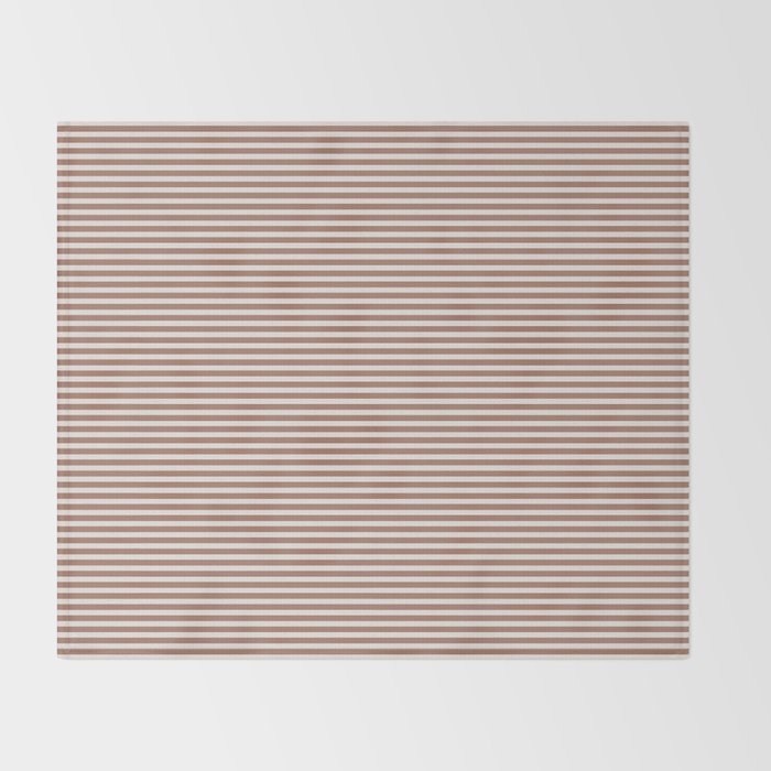 Fine Stripes Narrow Stripe Pattern in Mocha Brown Throw Blanket Gallery Image 2