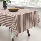 Fine Stripes Narrow Stripe Pattern in Mocha Brown Tablecloth Gallery Image 3