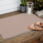 Fine Stripes Narrow Stripe Pattern in Mocha Brown Outdoor Rug Gallery Image 2