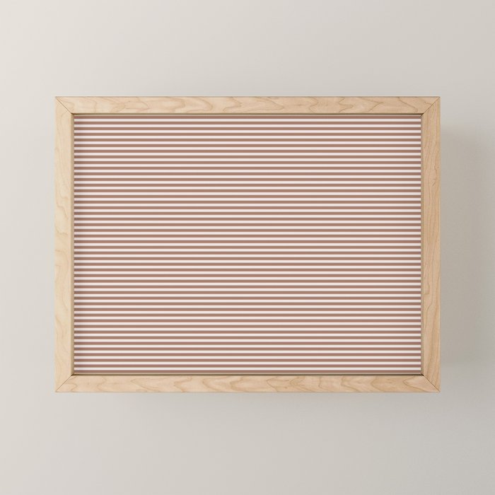 Fine Stripes Narrow Stripe Pattern in Mocha Brown Mini Art Print Gallery Image 1