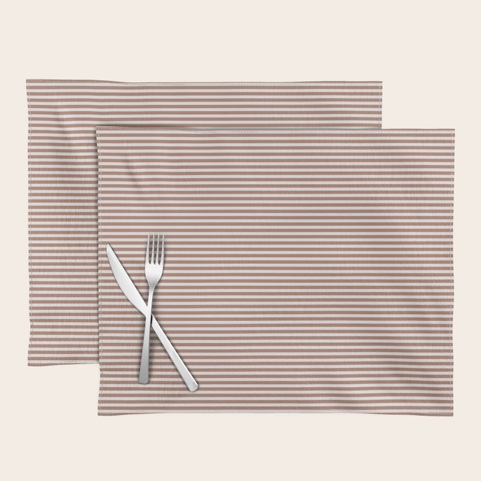Fine Stripes Narrow Stripe Pattern in Mocha Brown Placemat Gallery Image 1