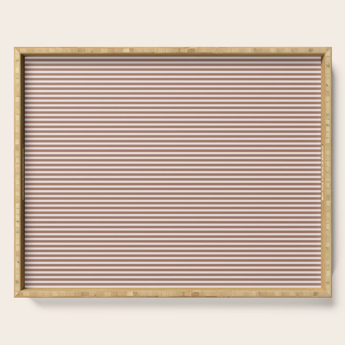 Fine Stripes Narrow Stripe Pattern in Mocha Brown Serving Tray Gallery Image 1