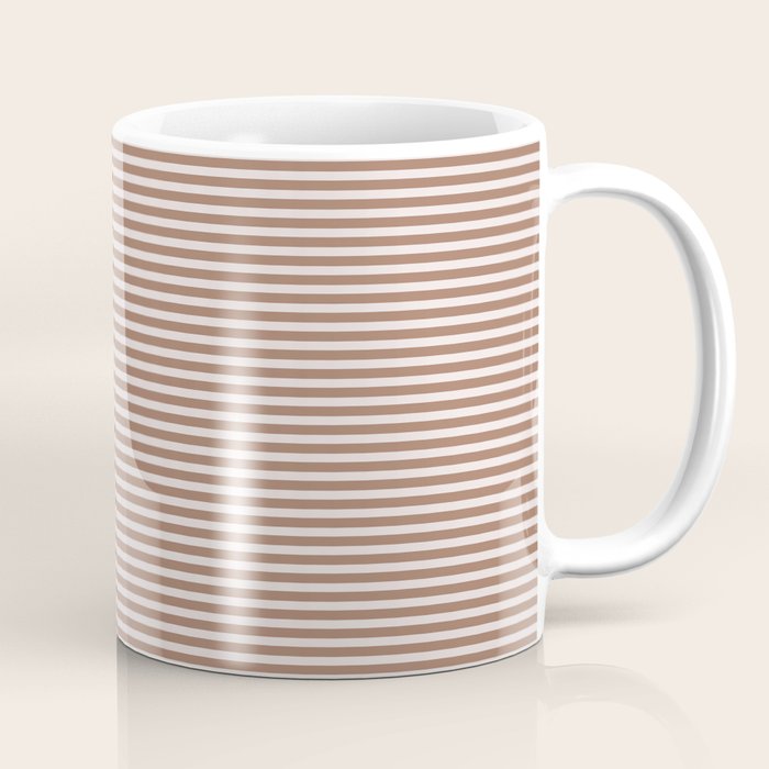 Fine Stripes Narrow Stripe Pattern in Mocha Brown Coffee Mug Gallery Image 1