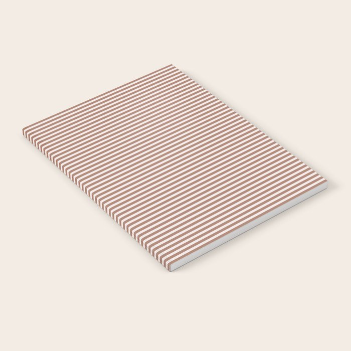 Fine Stripes Narrow Stripe Pattern in Mocha Brown Notebook Gallery Image 1