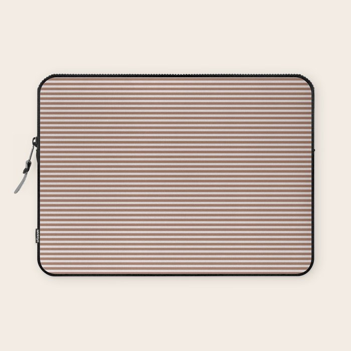 Fine Stripes Narrow Stripe Pattern in Mocha Brown Laptop Sleeve Gallery Image 1