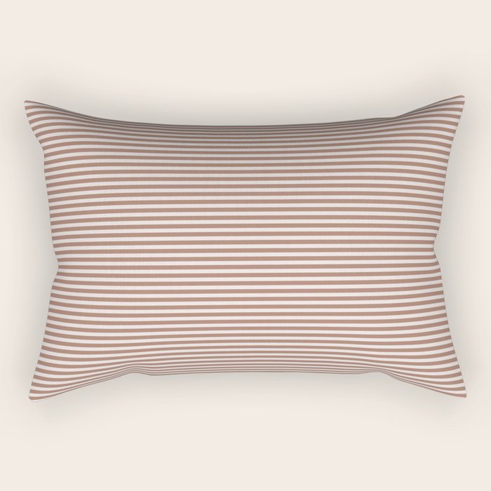 Fine Stripes Narrow Stripe Pattern in Mocha Brown Rectangular Pillow Gallery Image 1