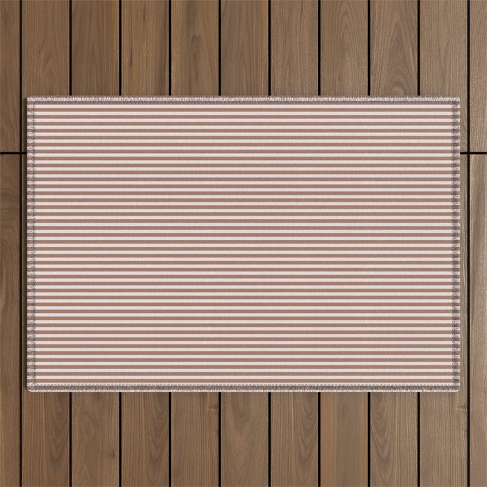Fine Stripes Narrow Stripe Pattern in Mocha Brown Outdoor Rug Gallery Image 1