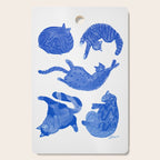 Sleepy Cozy Kitty Cats in Royal Blue & White Cutting Board Gallery Image 1