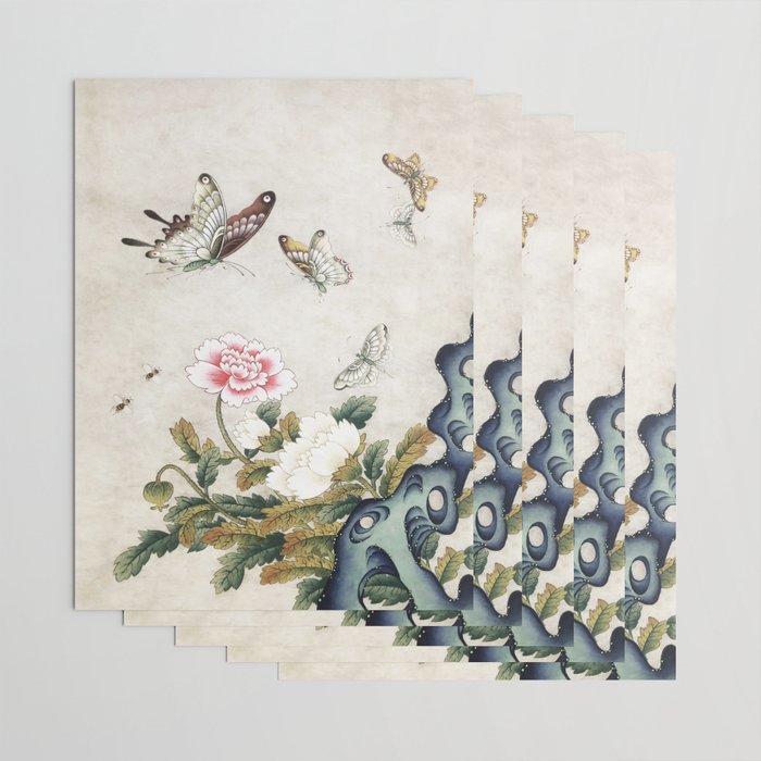 Butterflies and flowers : Minhwa-Korean traditional/folk art Wrapping Paper Gallery Image 3