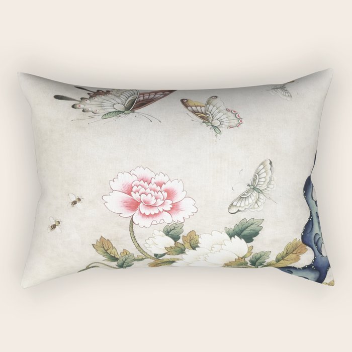 Butterflies and flowers : Minhwa-Korean traditional/folk art Rectangular Pillow Gallery Image 2