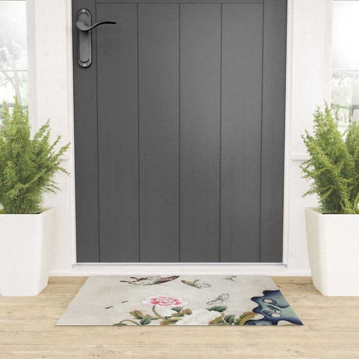 Butterflies and flowers : Minhwa-Korean traditional/folk art Welcome Mat Gallery Image 3