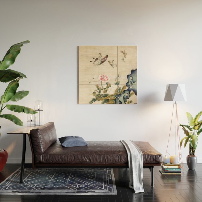 Butterflies and flowers : Minhwa-Korean traditional/folk art Wood Wall Art Gallery Image 2