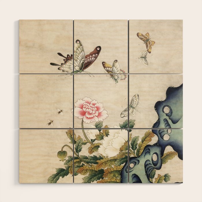 Butterflies and flowers : Minhwa-Korean traditional/folk art Wood Wall Art Gallery Image 1