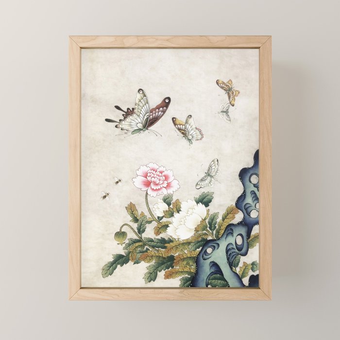 Butterflies and flowers : Minhwa-Korean traditional/folk art Mini Art Print Gallery Image 1