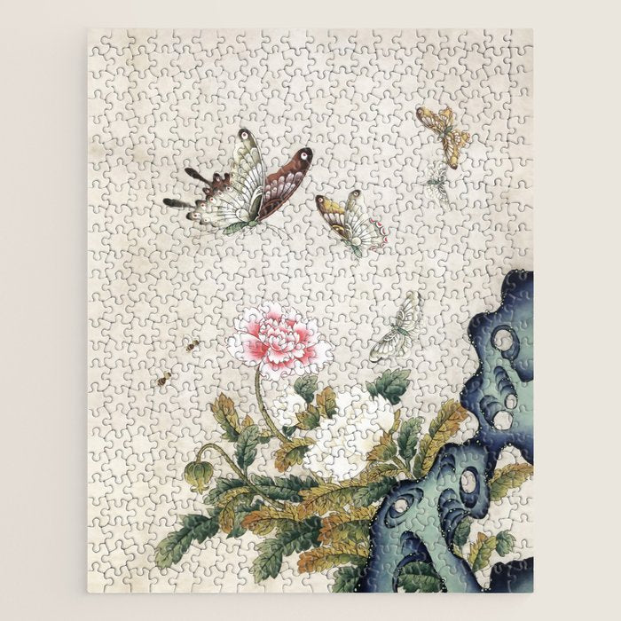Butterflies and flowers : Minhwa-Korean traditional/folk art Jigsaw Puzzle Gallery Image 1