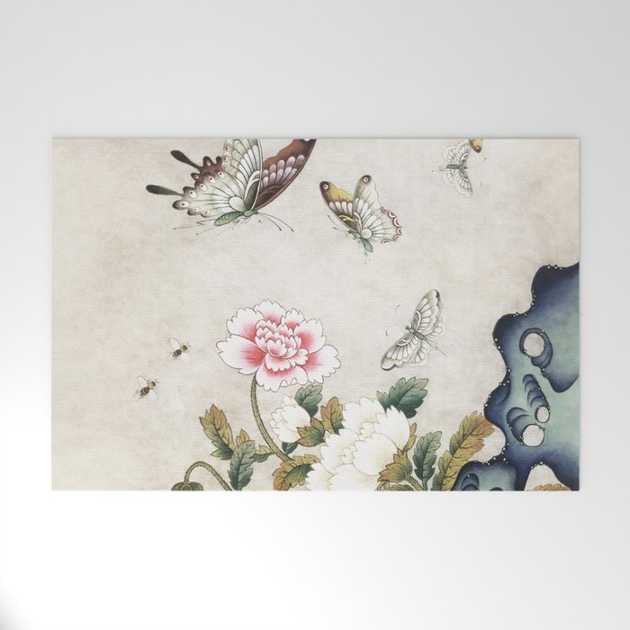 Butterflies and flowers : Minhwa-Korean traditional/folk art Welcome Mat Gallery Image 1