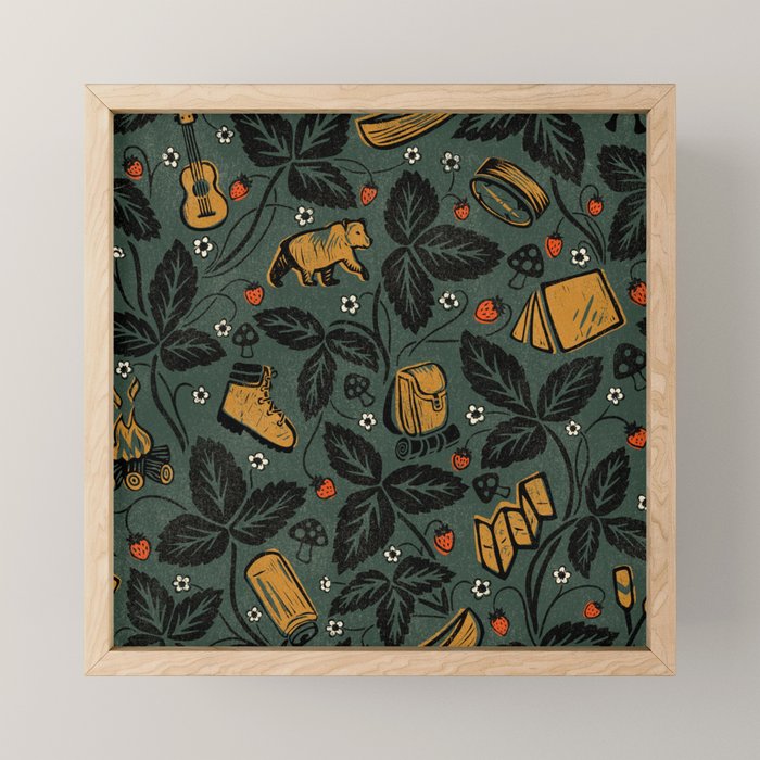 Summer Camping - Forest Green Mini Art Print Gallery Image 1