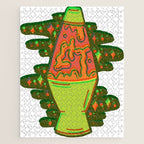 Lit lava lamp in orange in 3D Jigsaw Puzzle Gallery Image 1