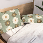 Retro floral pattern, 60s, 70s, style, in sage green Pillow Sham Gallery Image 2