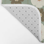 Retro floral pattern, 60s, 70s, style, in sage green Bath Mat Gallery Image 2
