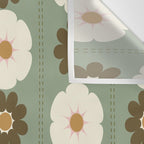 Retro floral pattern, 60s, 70s, style, in sage green Wall Tapestry Gallery Image 3