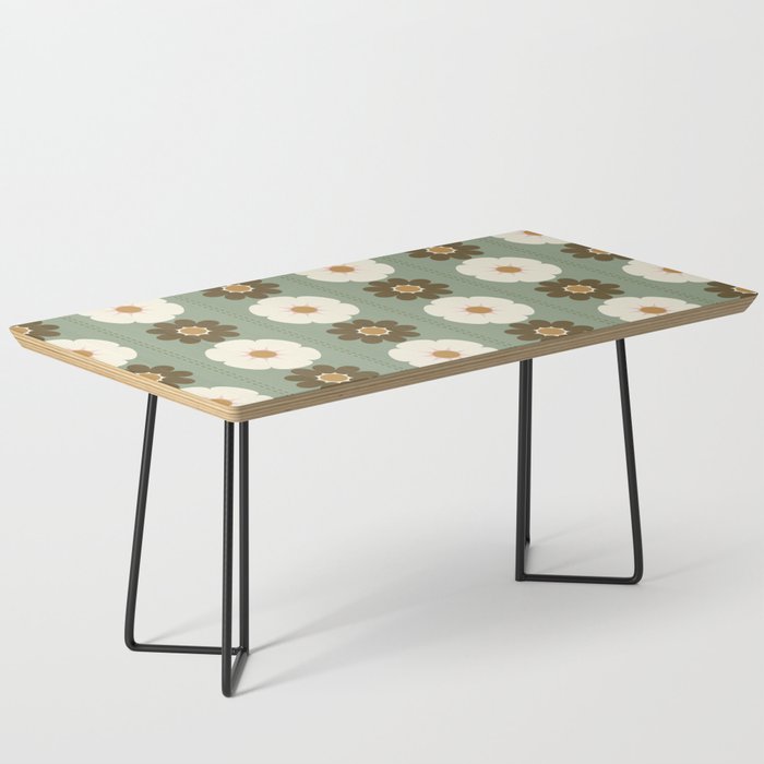 Retro floral pattern, 60s, 70s, style, in sage green Coffee Table Gallery Image 1