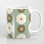 Retro floral pattern, 60s, 70s, style, in sage green Coffee Mug Gallery Image 1