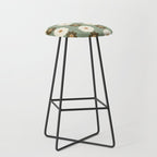 Retro floral pattern, 60s, 70s, style, in sage green Stool Gallery Image 1