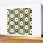 Retro floral pattern, 60s, 70s, style, in sage green Wall Mural Gallery Image 2