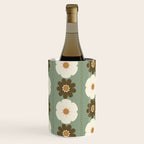 Retro floral pattern, 60s, 70s, style, in sage green Wine Chiller Gallery Image 2
