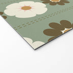 Retro floral pattern, 60s, 70s, style, in sage green Welcome Mat Gallery Image 2