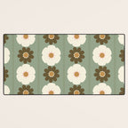 Retro floral pattern, 60s, 70s, style, in sage green Desk Mat Gallery Image 3