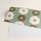 Retro floral pattern, 60s, 70s, style, in sage green Wrapping Paper Gallery Image 2