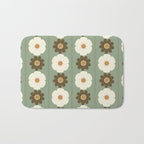 Retro floral pattern, 60s, 70s, style, in sage green Bath Mat Gallery Image 1