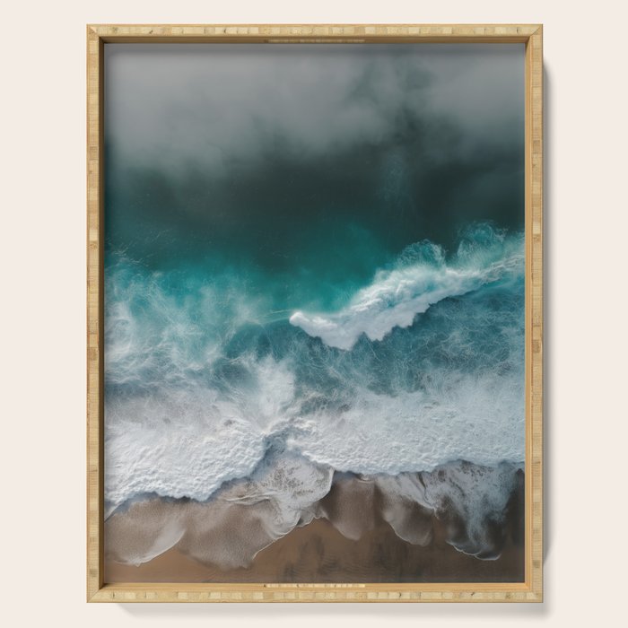 Aerial Ocean Waves - Coastal Photography Wall Art Serving Tray Gallery Image 1