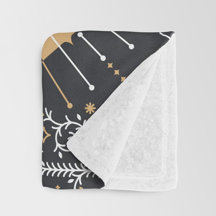 Wild & Free Wolf - Gold & Grey Throw Blanket Gallery Image 3