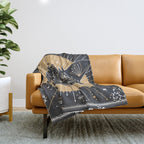 Wild & Free Wolf - Gold & Grey Throw Blanket Gallery Image 1
