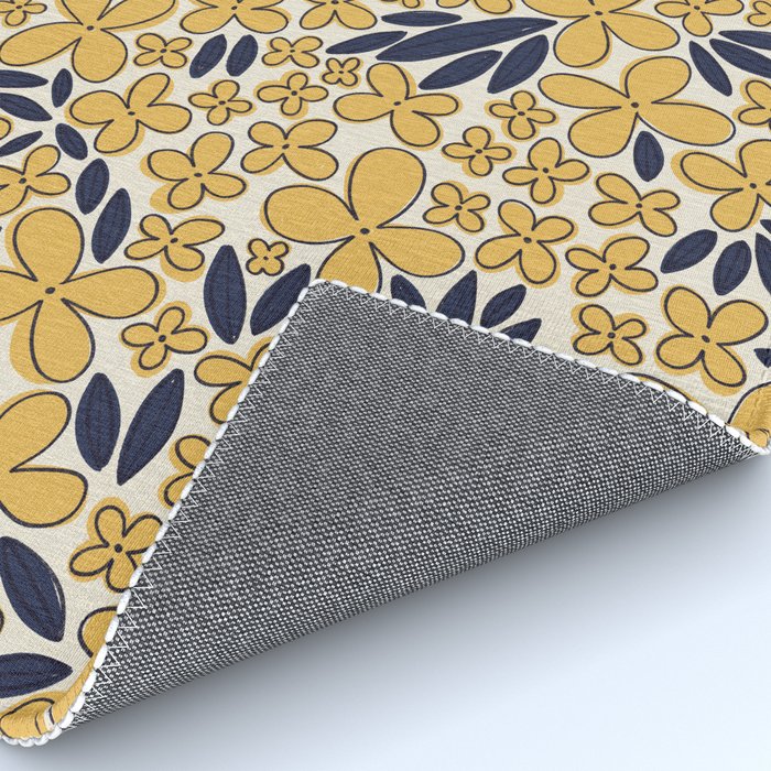 Four-leaf Flower Pattern / Yellow & Blue Rug Gallery Image 4